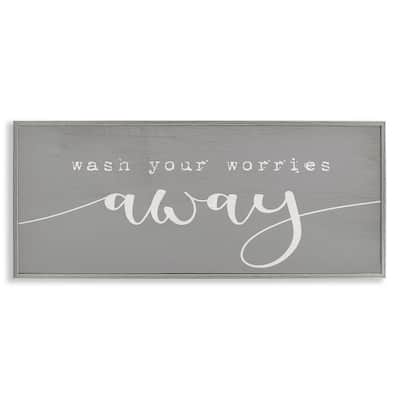 Stupell Wash Your Worries Away Phrase Bathroom Relaxation Framed Wall Art