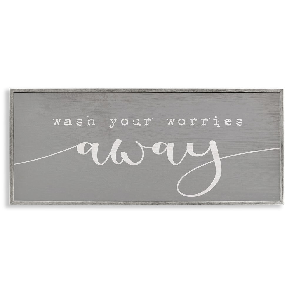Stupell Wash Your Worries Away Phrase Bathroom Relaxation Framed Wall Art