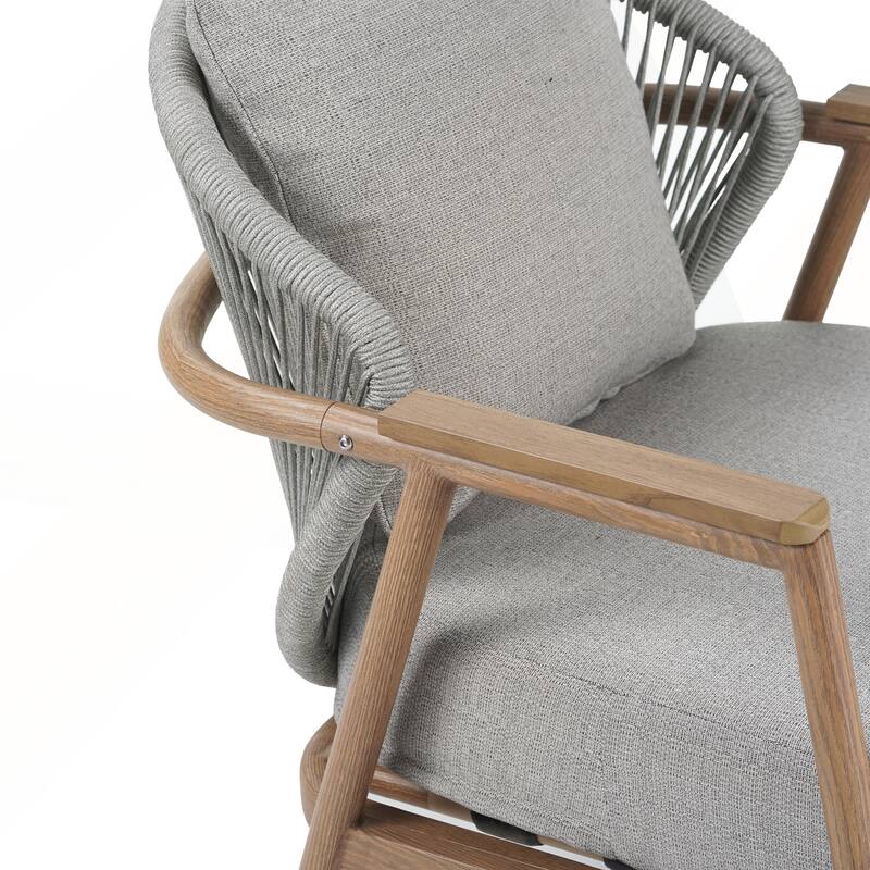 Outdoor Rope Club Chair with Gray Cushion Set of 2