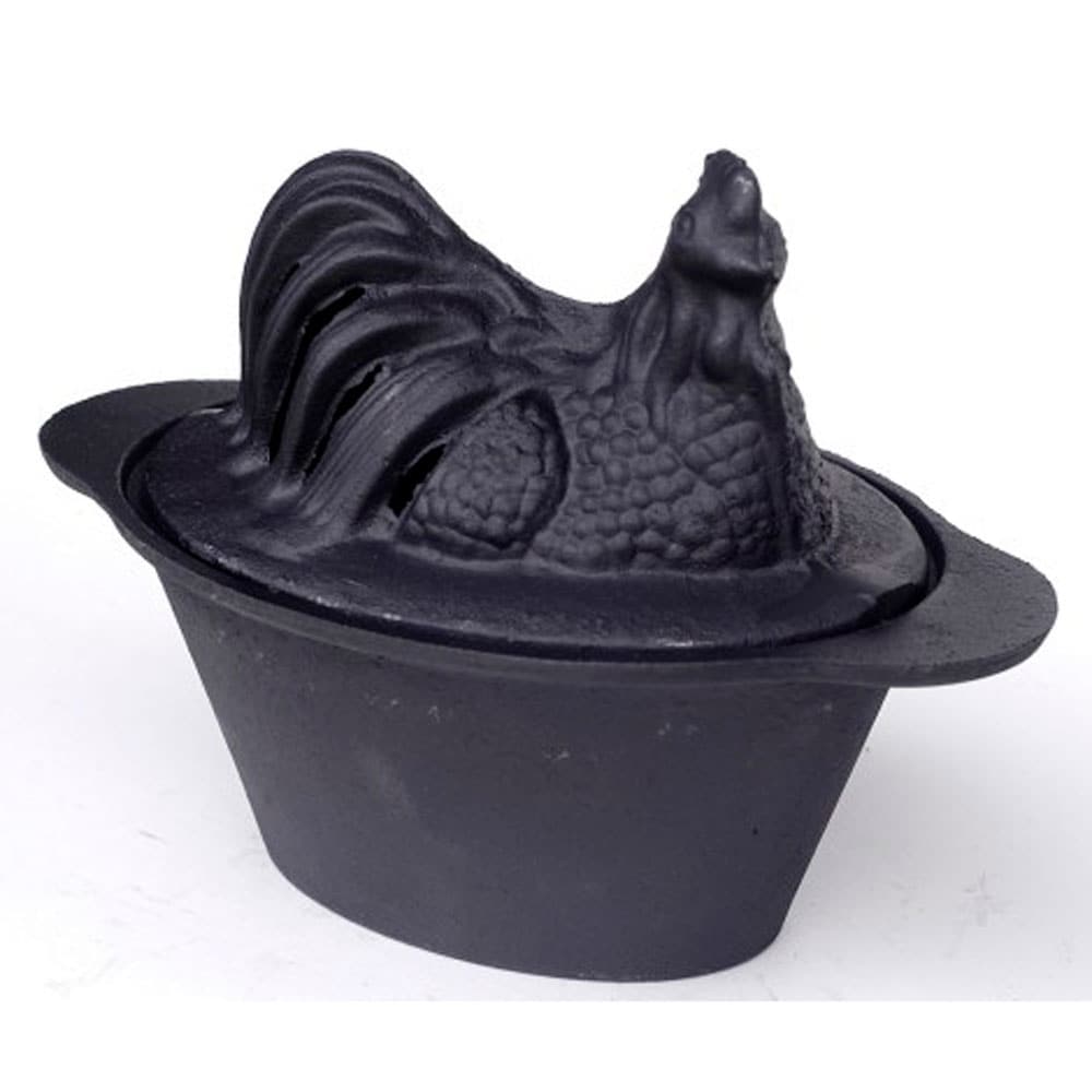 Sleeping Dog Cast Iron Wood Stove Steamer with Matte Black Enamel