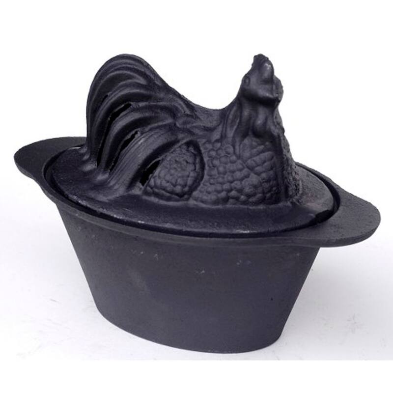 US Stove 1 Quart Enamel Cast Iron Wood Stove Steamer Humidifier, Black Chicken - 7