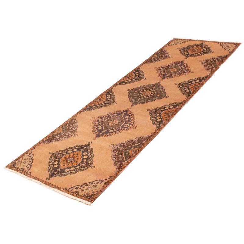 ECARPETGALLERY Hand-knotted Antalya Vintage Tan Wool Rug - 3'9 x 11'10