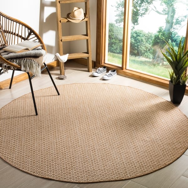 slide 2 of 3, SAFAVIEH Courtyard Judi Indoor/ Outdoor Patio Backyard Rug 10' Round - Natural/Cream