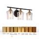 preview thumbnail 9 of 28, Modern Black Gold 2/3/4-Light Linear Bathroom Vanity Lights with Seeded Glass