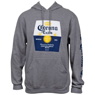Corona Extra Beer Label Grey Hooded Sweatshirt With Sleeve Print