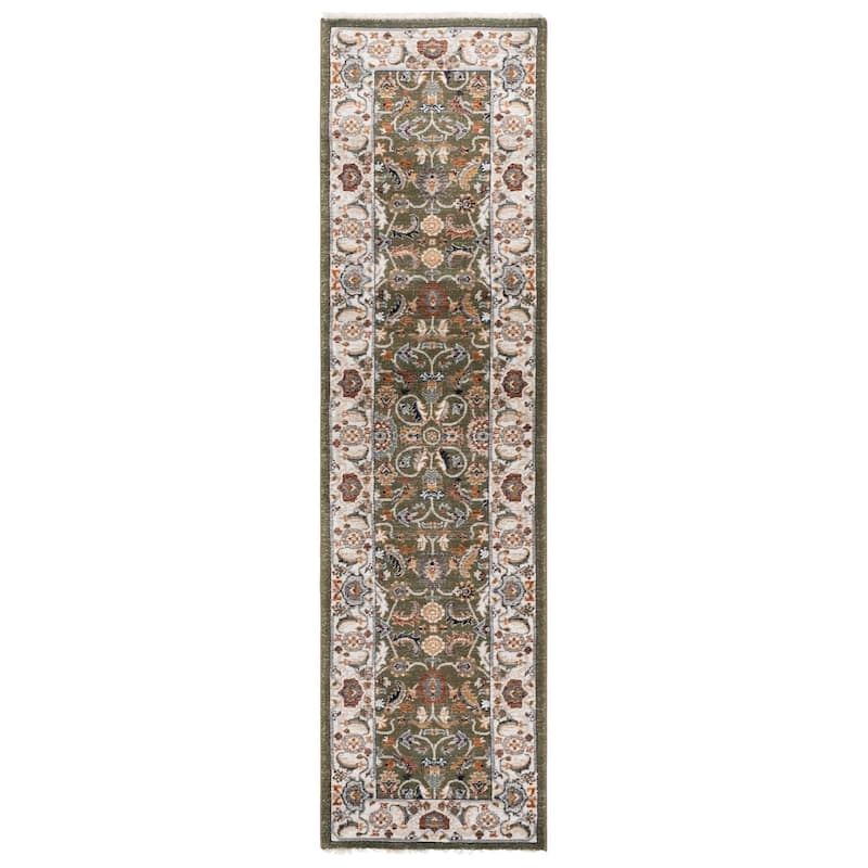 SAFAVIEH Lauren Ralph Lauren Belina Traditional Rug - 2' x 8' Runner - Green/Ivory