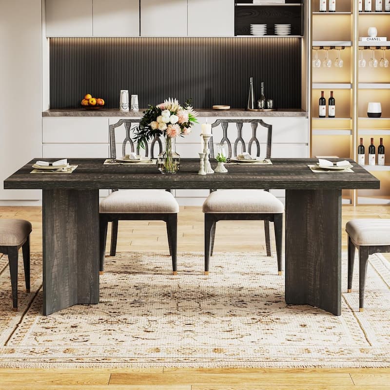 63 Inches Long Kitchen Dinner Table for Dining Room - Grey
