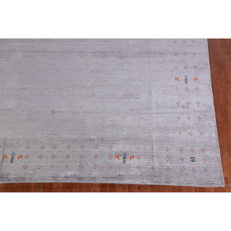 Hand Knotted Oriental 100% Wool Carpet Tribal Tribal Purples Gabbeh Area Rug - 12' 4'' X 9' 2''