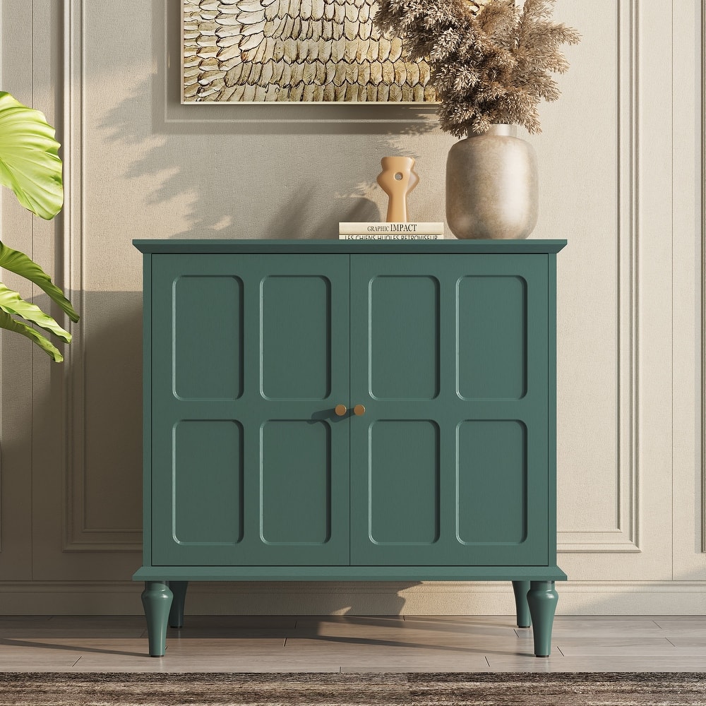 31" Mid-Century 2-Door Cabinet with Removable Tall Wine Glass Rack