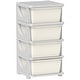 preview thumbnail 1 of 7, Qaba 4 Tier Kids Storage Unit, 4 Drawer Chest Toy Organizer Plastic Bins Cream White