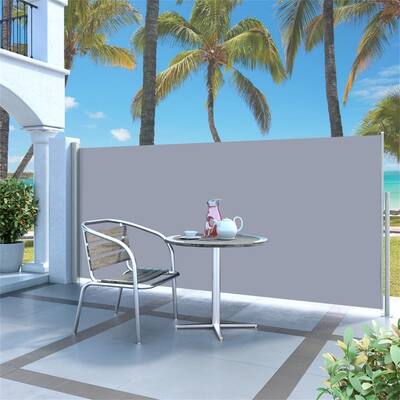 Patio Awning Retractable Side Awning 55.1"x118.1", Grey