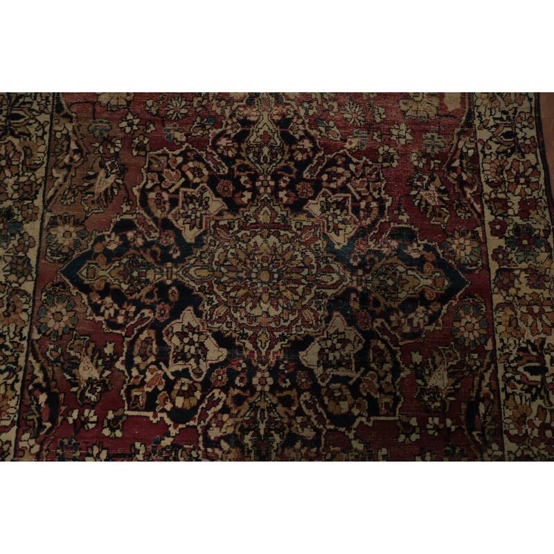 Hand Knotted Oriental 100% Wool Carpet Traditional Floral Red Kerman (Ravar) Area Rug - 5' 10'' X 3' 3''