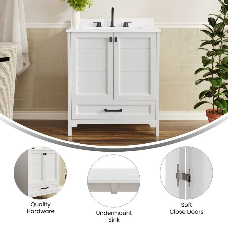 Bathroom Vanity with Undermount Sink, Cabinet, and Drawer