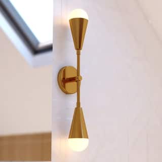 Zurich 2-Light 18 in. Modern Contemporary Bathroom Vanity Wall Fixture, Metal Cone Shade, Dimmable, LED Compatible