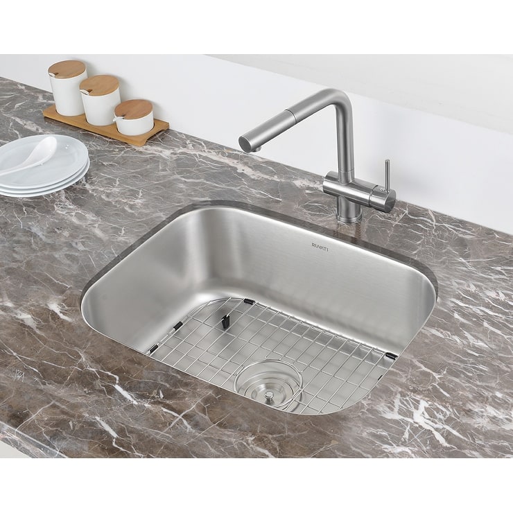Ruvati 24 in. Undermount 16 Gauge Stainless Steel Kitchen Sink Single Bowl - RVM4132 - 23″ x 17-3/4″