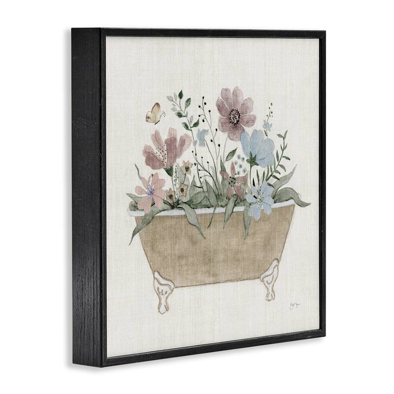 Stupell Cottage Florals in Bathtub Framed Giclee Art Design By Janet Tava