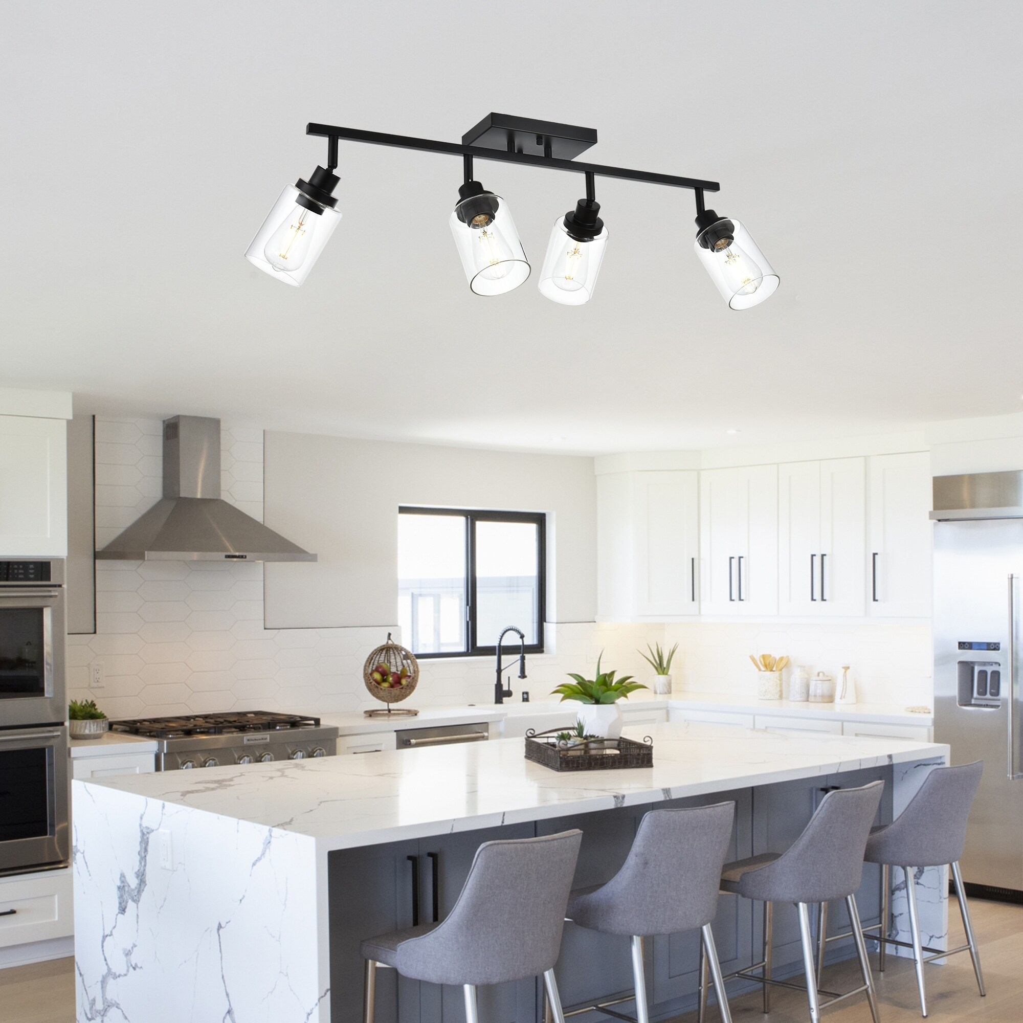 Black Track Lighting Ceiling with Clear Glass On Sale Bed Bath Beyond 37633593