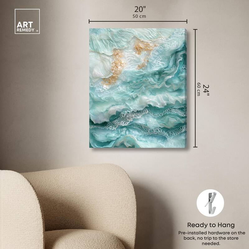 Teal Tiered Turbulence Canvas by Art Remedy, Gallery Wrapped