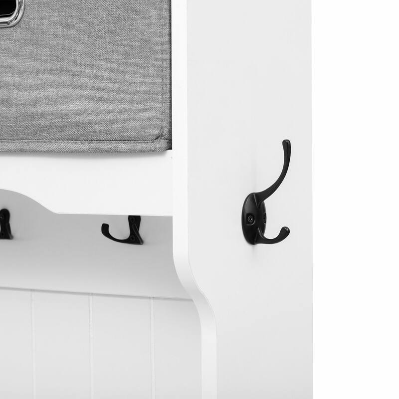 3-in-1 Hall Tree with 6 Hooks, Hinged Lid, Entryway Coat Hanger and Storage Bench