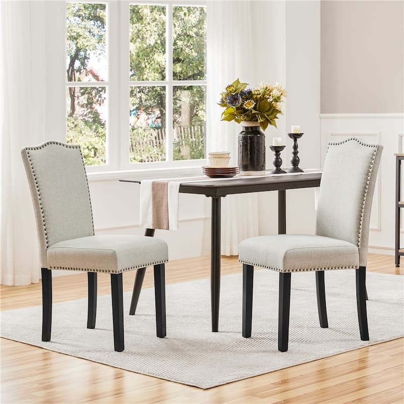 Yaheetech Set of 2 Modern Fabric Upholstered Dining Chairs Kitchen Chairs