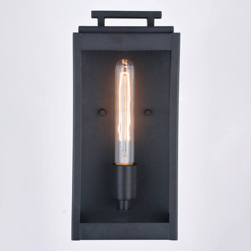 Hampton Black Indoor Outdoor Wall Lantern Light Fixture with Clear Glass