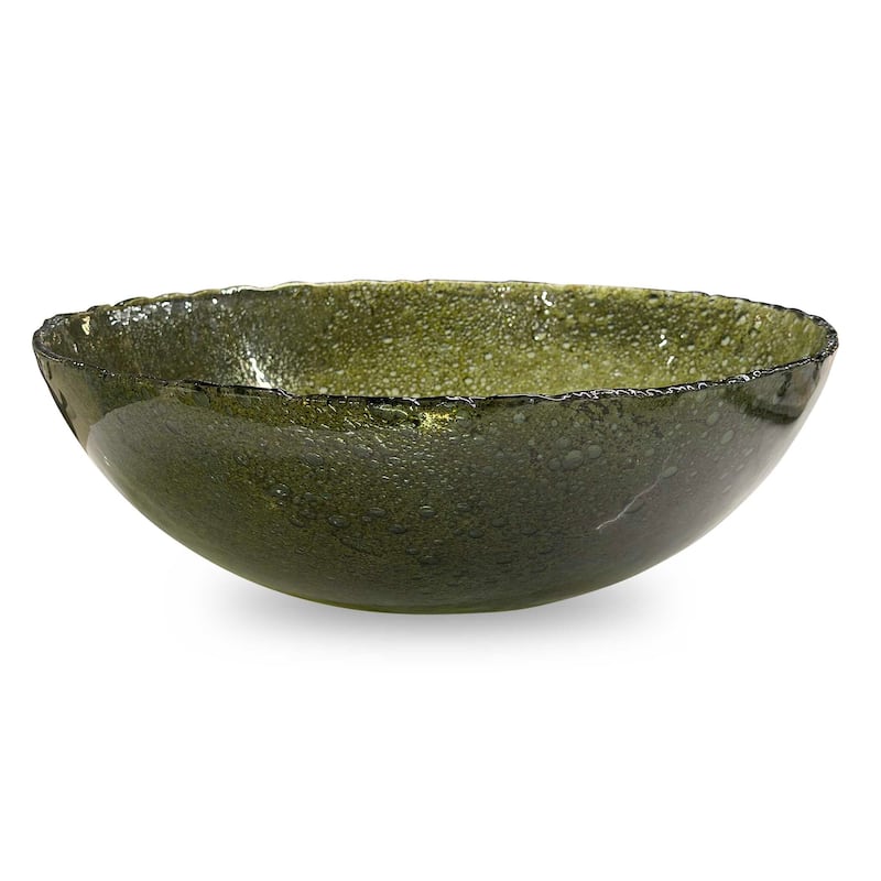 Uttermost Veridian Shimmer Earthy Glass Bowl - 16.00" W x 6.00" H x 16.00" D