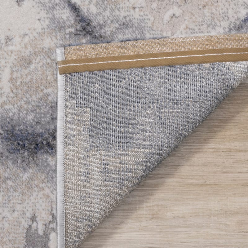London Collection - Blue Cream Foamy Ocean Area Rug.