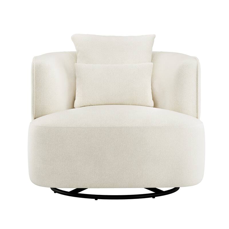 LUE BONA 2 Set Swivel Accent Armchair Fabric Blend, Modern Barrel Living Room Sofa Chair - 32.7" W x 32.7" D x 26.8" H