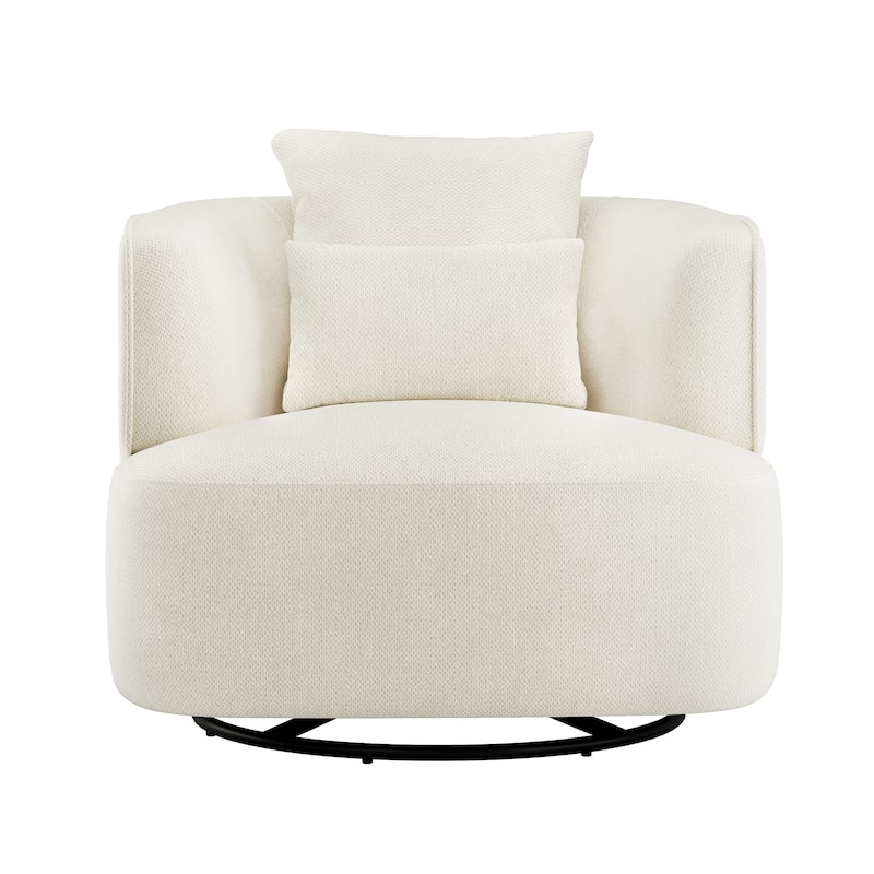 LUE BONA Swivel Accent Armchair Fabric Blend, Modern Upholstered Barrel Chair Living Room Sofa Chair