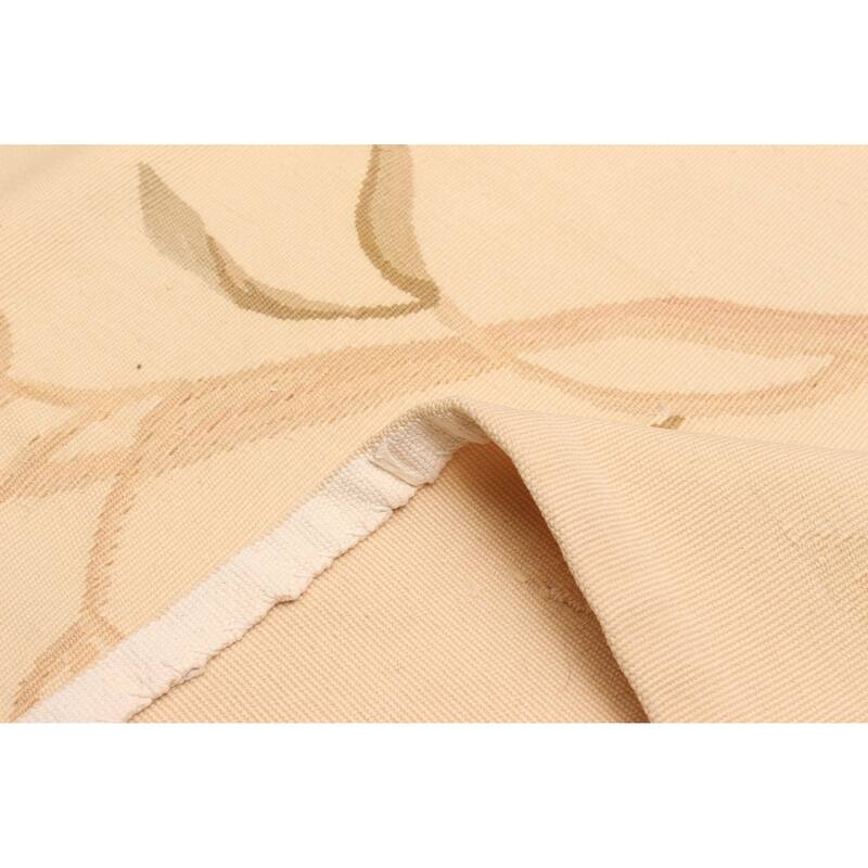 ECARPETGALLERY Flat-Weave Dynasty Beige Wool Tapestry Kilim - 9'9 x 13'1