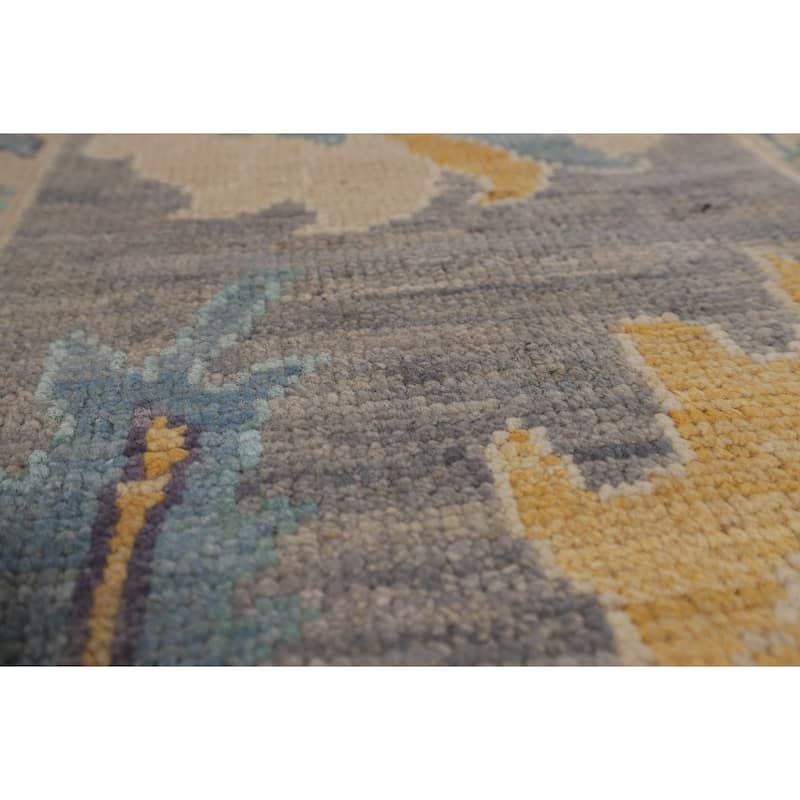 Blue Floral Oushak Turkish Area Rug Hand-Knotted Wool Carpet - 8'3"x 10'1"