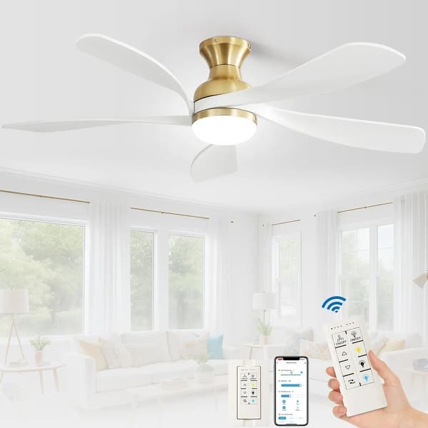slide 2 of 69, 52"/66" Inch Ceiling Fan with Light,APP and Remote Control, Low Profile,Smart Optional