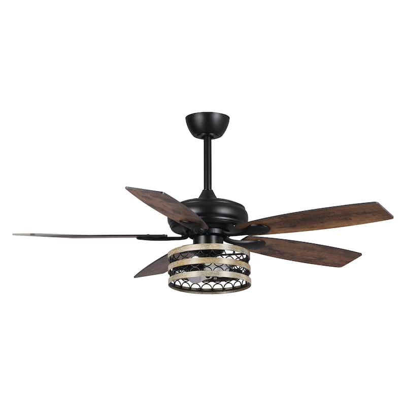 52" Farmhouse Reversible 5-Blade Smart Ceiling Fan with Remote, App Control, Voice Control