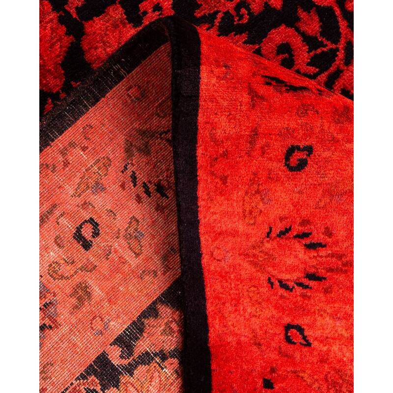 Overton Hand Knotted Wool Vintage Inspired Modern Contemporary Overdyed Red Area Rug - 3' 1" x 5' 1"