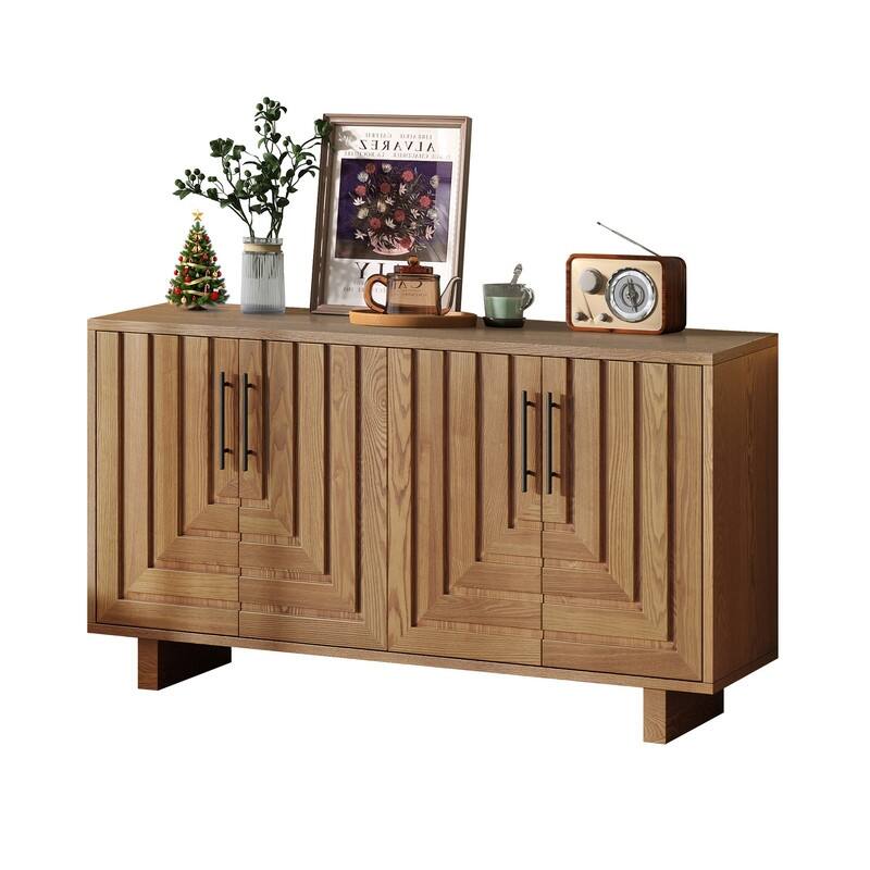 Modern 59" Sideboard Storage Cabinet with 4-Door and Metal Handles for Home Organization