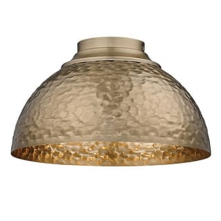 Golden Lighting Shepard 3-light Flush Mount in Modern Brass and Matte Black shade