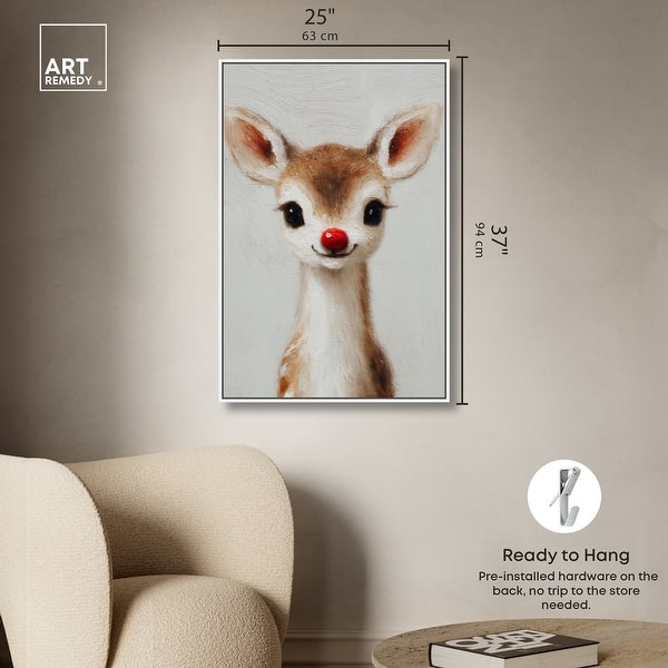 dimension image slide 0 of 24, Baby Rudolph Christmas Wall Decor Canvas Print by Art Remedy