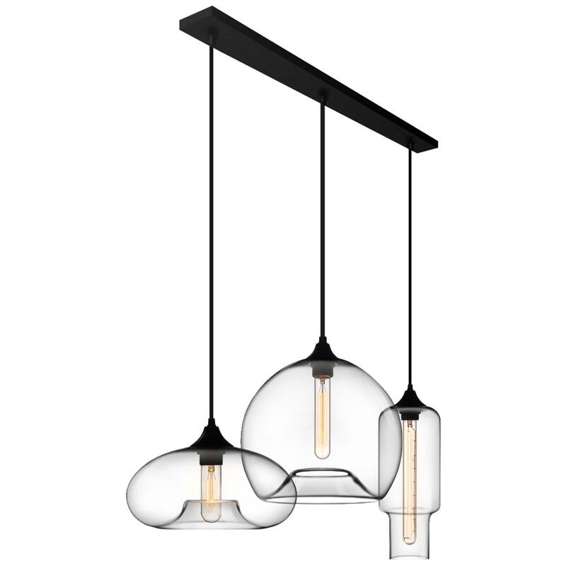 3 - Light Modern Cluster Pendant Chandelier with Clear Glass