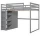 preview thumbnail 26 of 27, Multi-Functional Wood Full Size Loft Bed with Built-in Wardrobe and Storage Shelves, Led light, Maximized Space