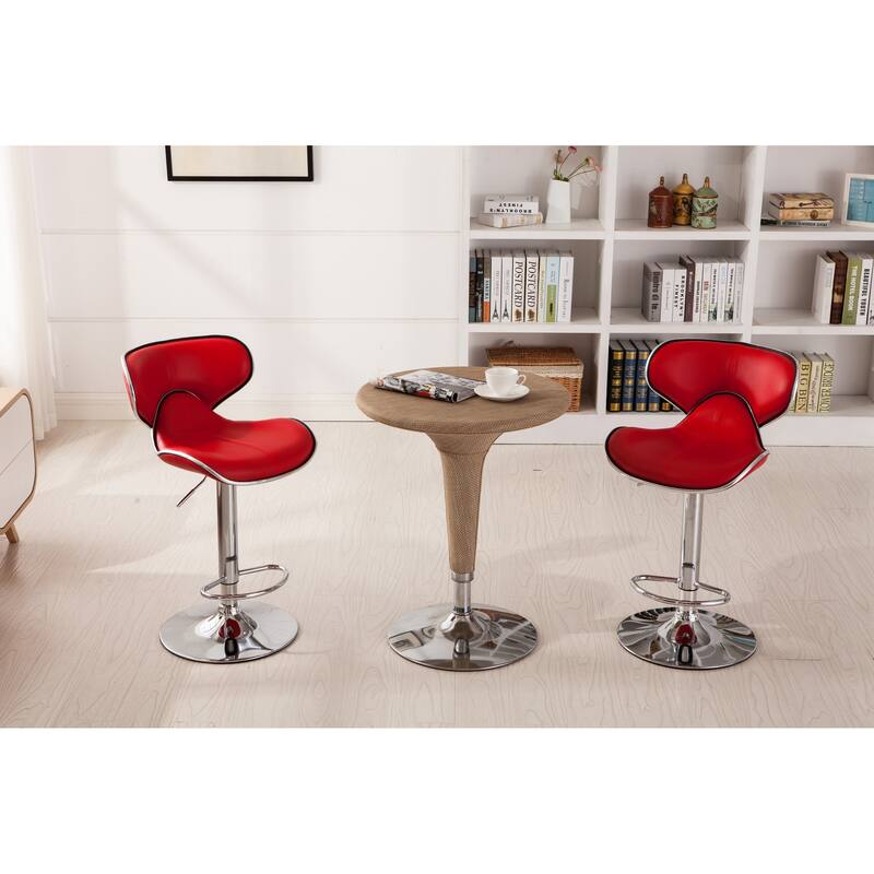 Upholstery Airlift Adjustable Swivel Barstool With Chrome Base, Set Of 2