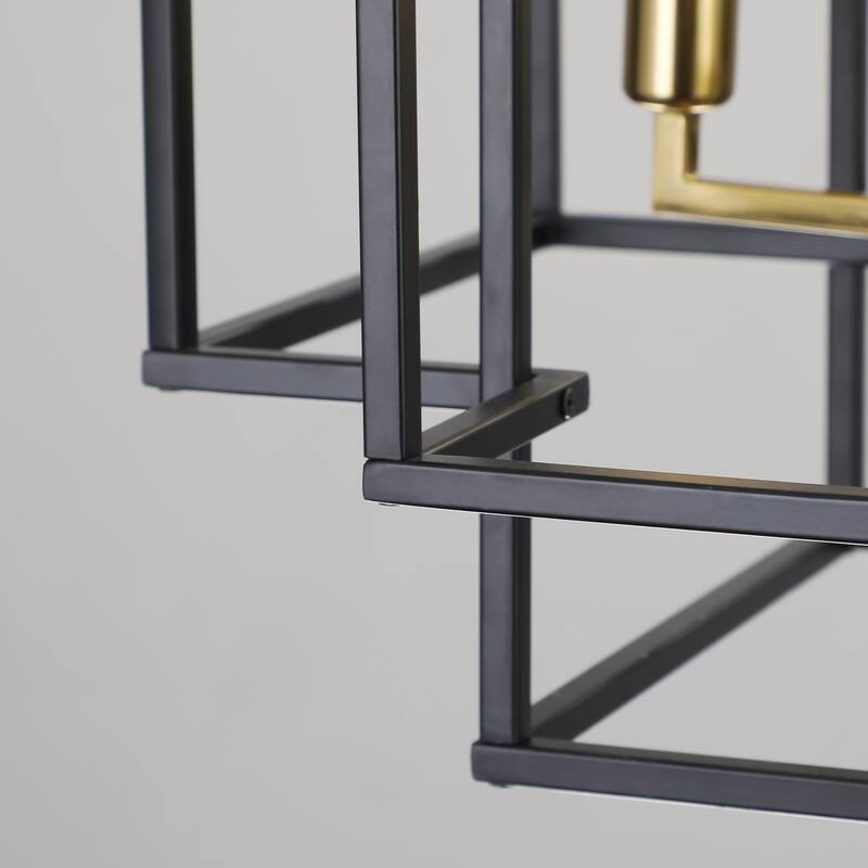 18" Modern 8-Light Geometric Pendant Chandelier, Industrial Metal Frame, Adjustable Hanging Light (No Bulbs)