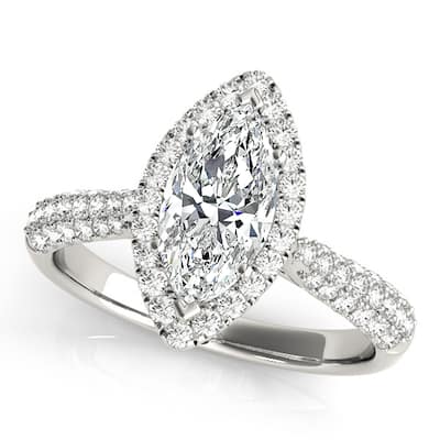 Auriya 14k White Gold Lab Grown Marquise Diamond Halo Engagement Ring 0.50 to 5.00 ct. tw. (F-G VS)