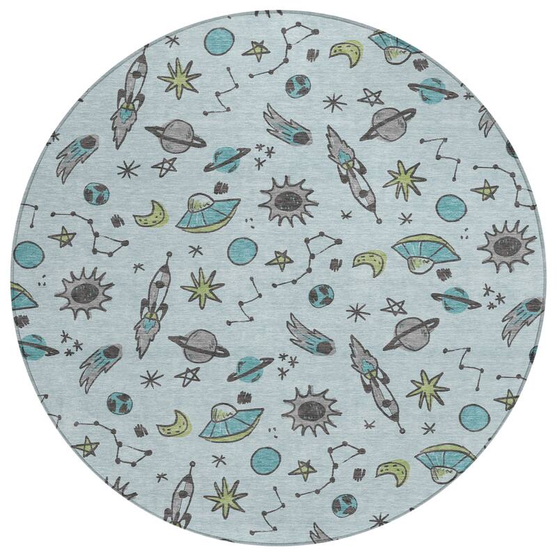 Machine Washable Indoor/ Outdoor Spaceship Chantille Rug
