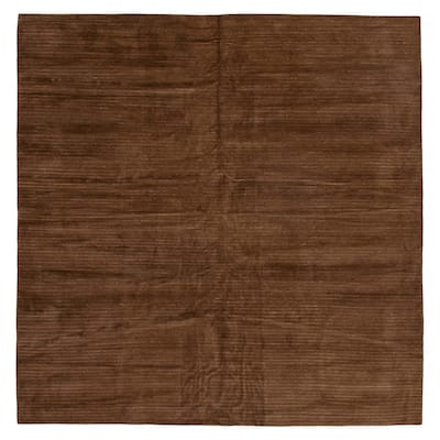 ECARPETGALLERY Hand-knotted Opulence Brown Silk, Wool Rug - 9'11 x 10'0