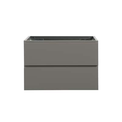 Modern 24" Alice Wall-Mounted Vanity with Silent Soft-Closing Drawers, Walnut Finish, and Ample Storage - No Basin Included
