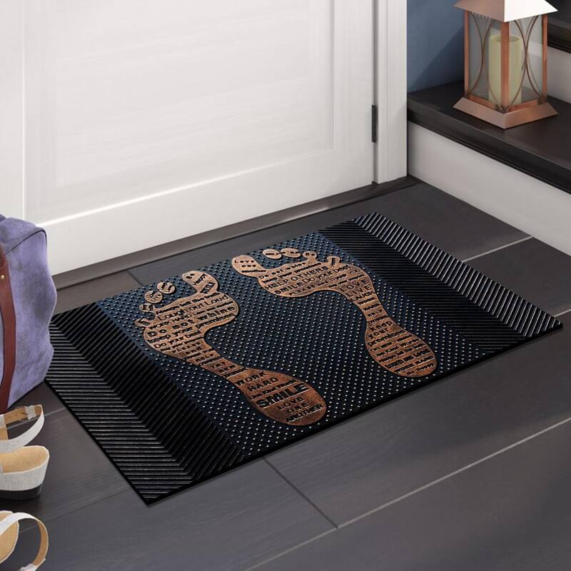 A1HC First Impression, Natural Rubber Doormat, Non-Slip, Durable, Heavy Duty Rubber Mat, 18"X30"