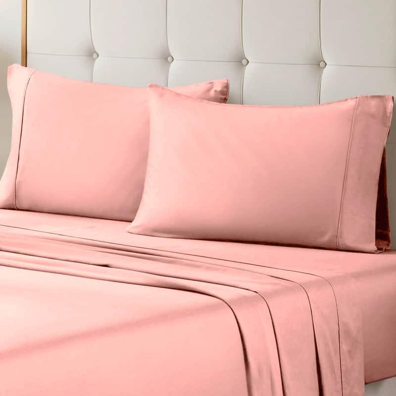 Superior Egyptian Cotton 700 Thread Count Eco-Friendly Solid Sheet Set - California King - Pink