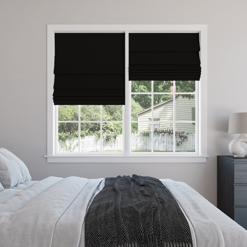 Sun Zero Pryer Textured Total Blackout Cordless 1-Piece Roman Shade