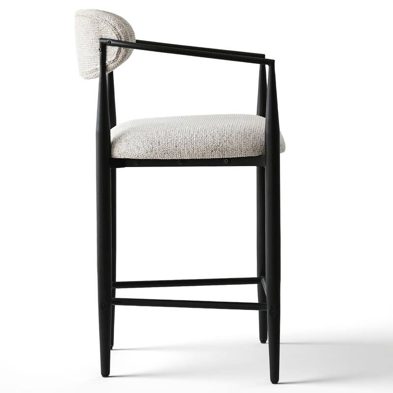 Modern Upholstered Arm Counter Stool with Metal Frame Leg(Set of 3) - N/A