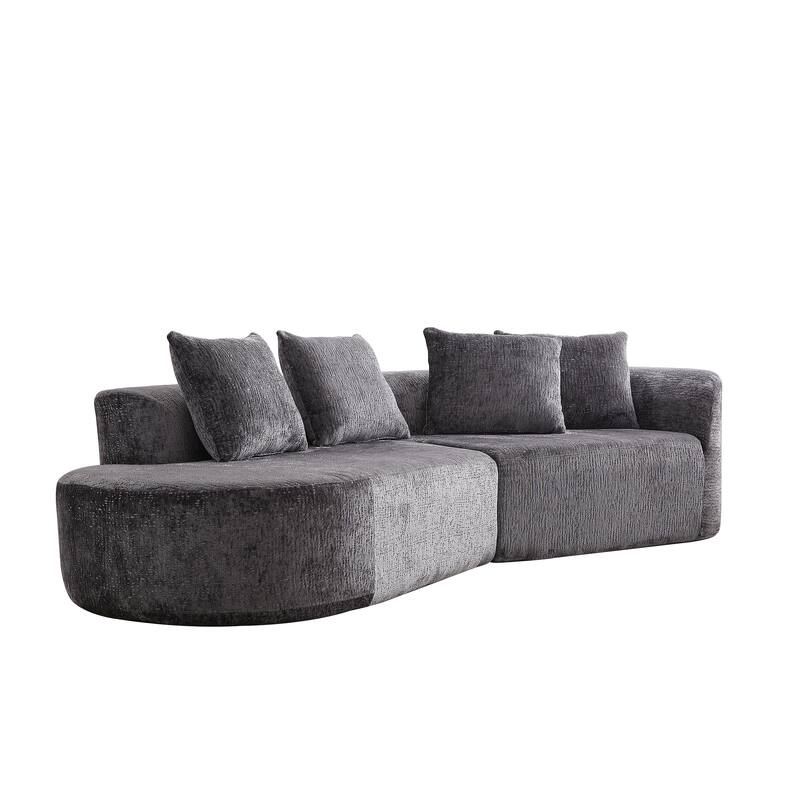 114" Chenille Cloud Sectional Sofa with Extra Deep Seating, and 4 Throw Pillows & No-Assembly Design